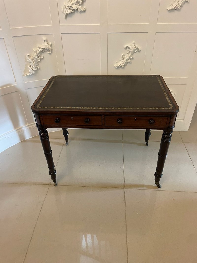 Antique George III Quality Mahogany Freestanding Leather Top Writing Desk - Image 4